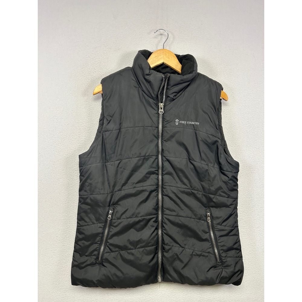 Outdoor Gorpcore Free Country Mens Size Large Black Quilted Puffer Vest